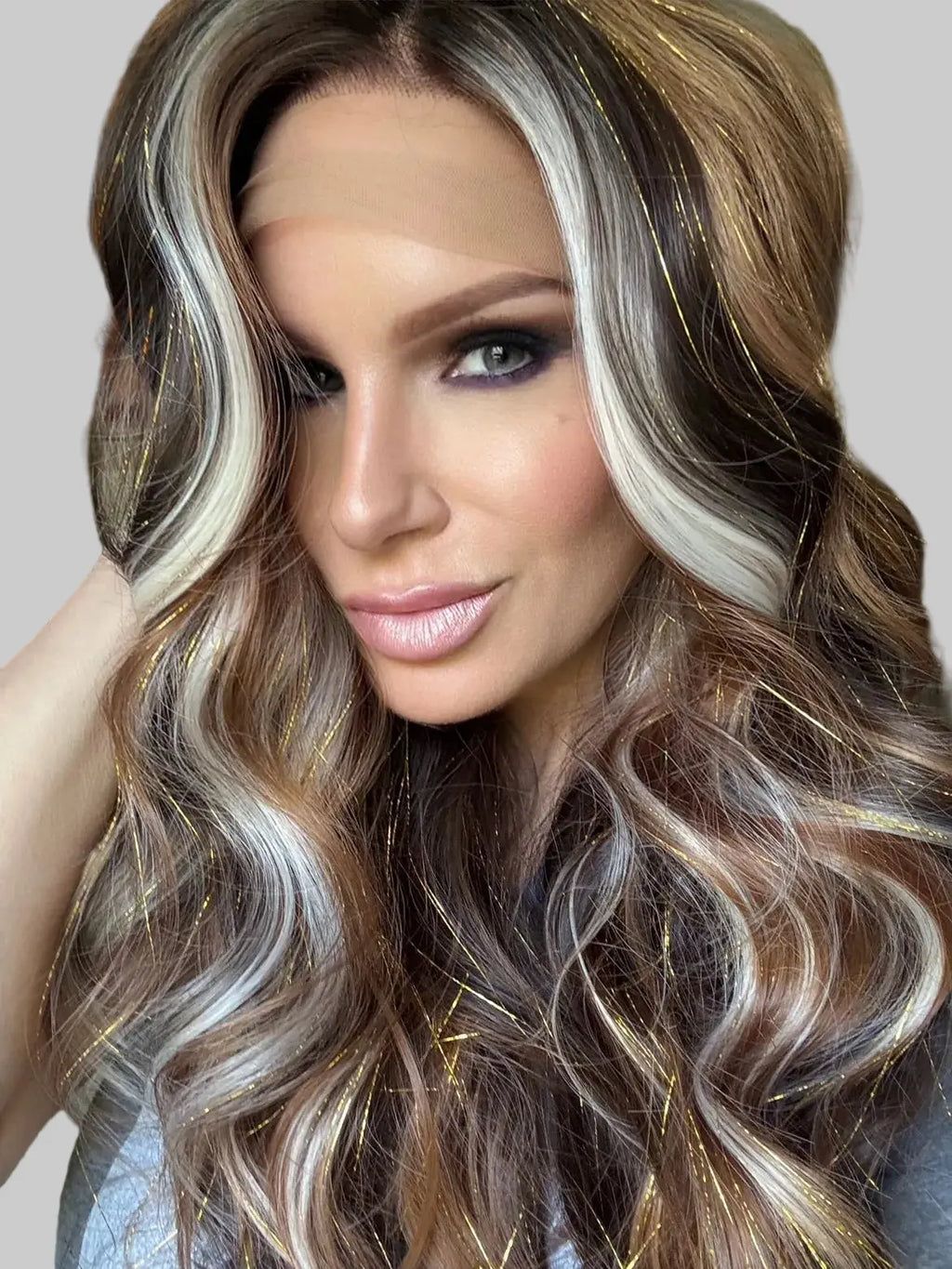 Broncs Tinsel Synthetic Lace-Front Glueless Wig Martini Wigs