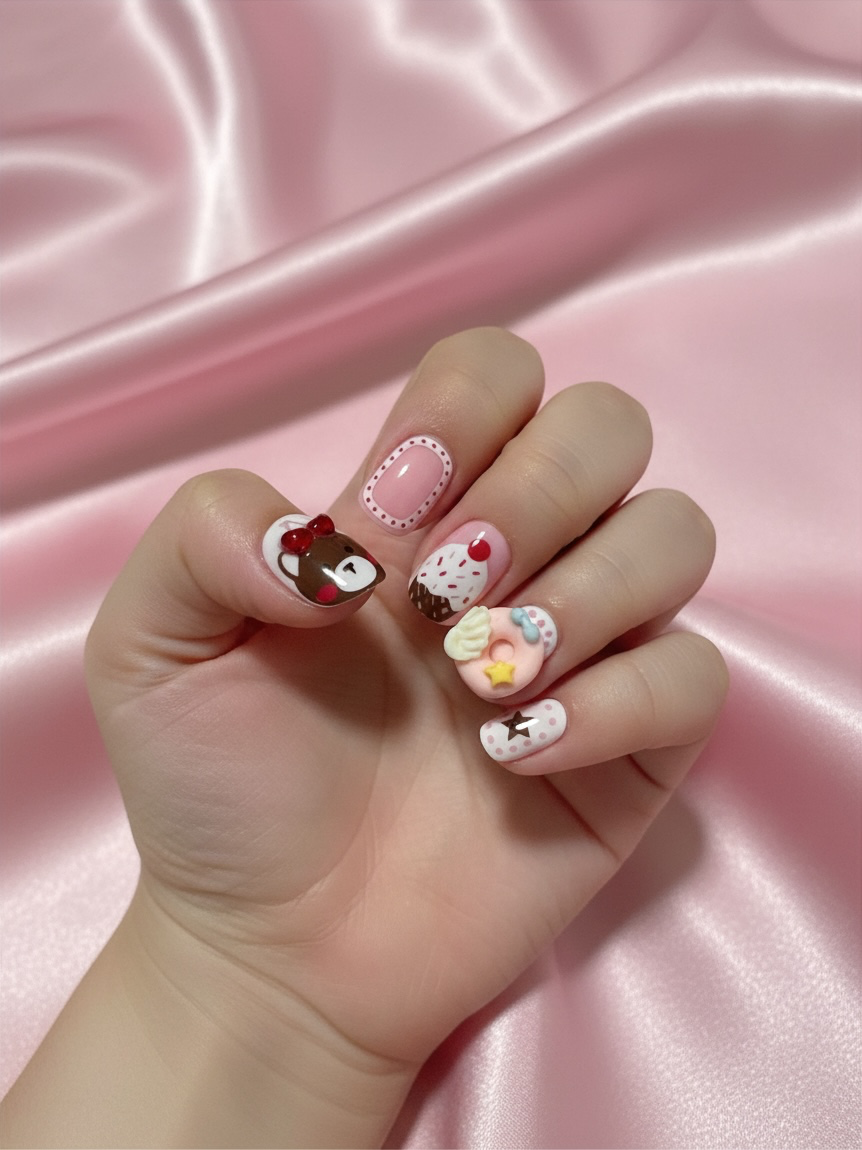 Cherry Bear Press-On Nails