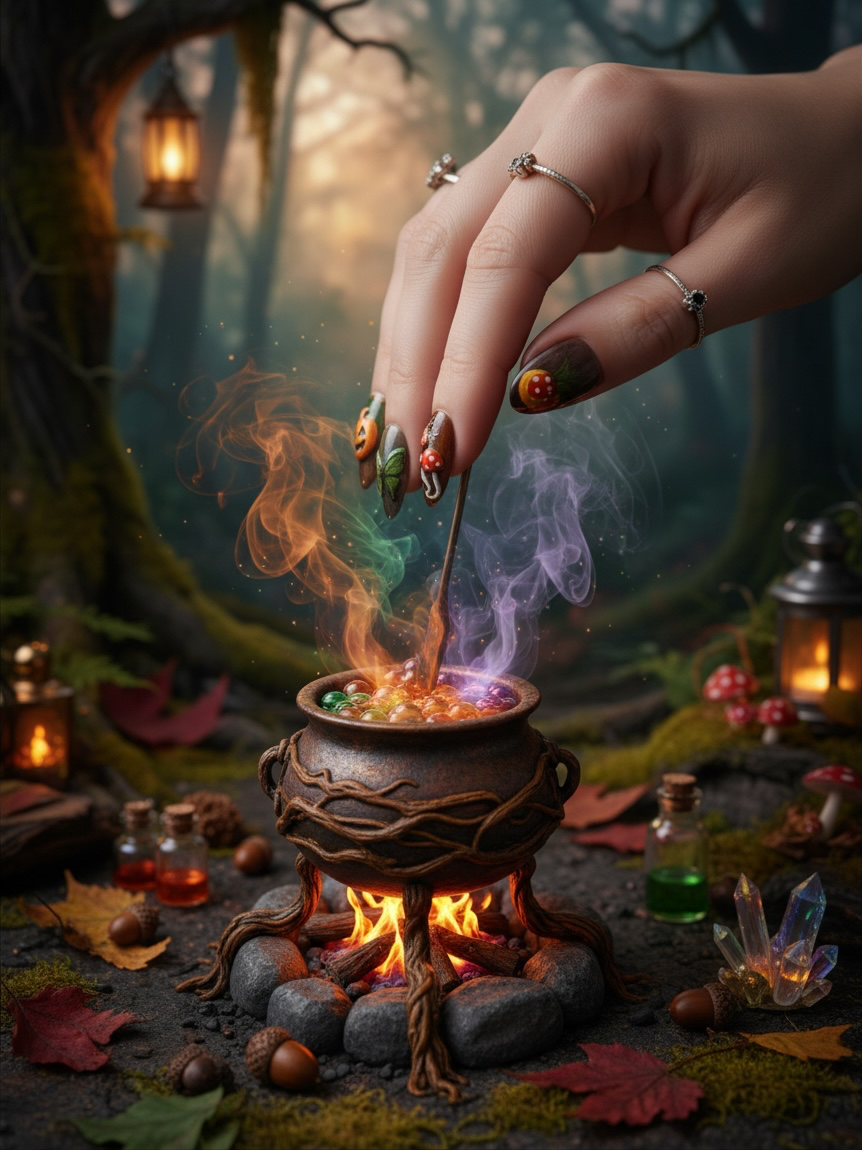 Woodland Mushroom Garden Press-On Nails