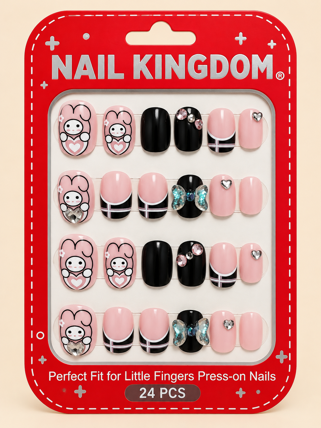 Blush Bear & Bow Press-On Nails