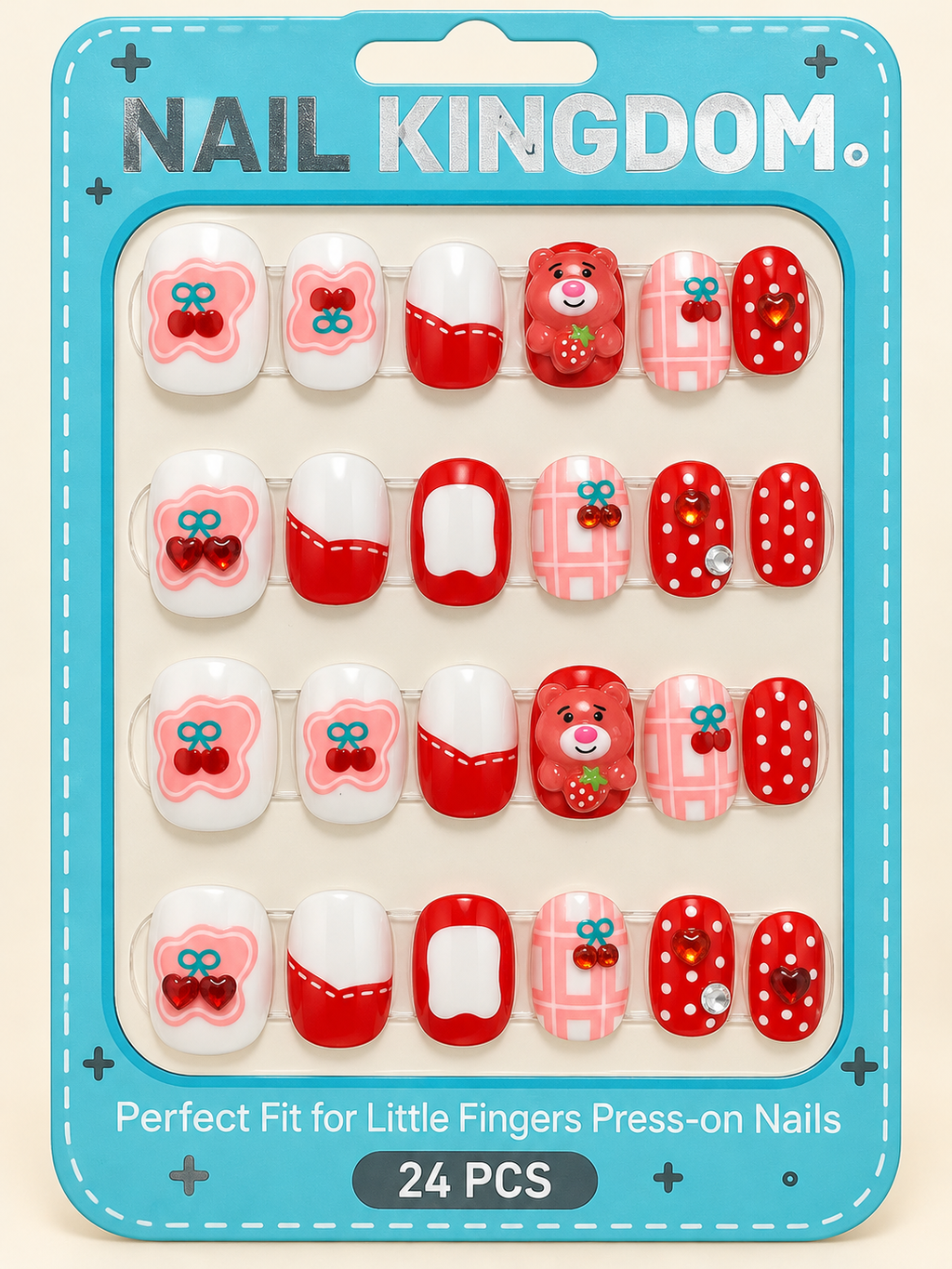 Strawberry Bow Press-On Nails